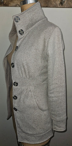 Small Women's AVALANCHE Tan/Creme Weave Sweater Coat Jacket