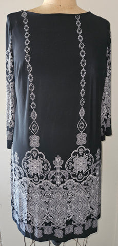 Size 16W Brand New ENFOCUS WOMEN Black & White Paisley Dress