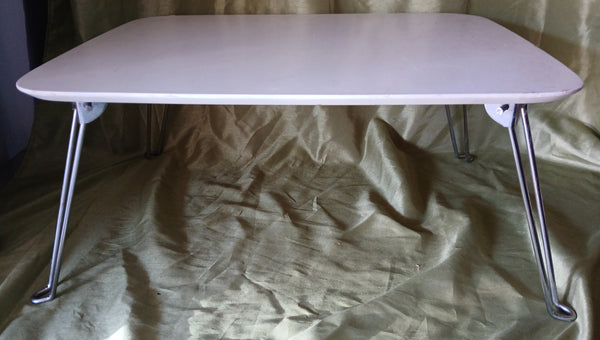 Vintage White Portable Collapsible Lap Table Folding Tray for Meals Crafts Work