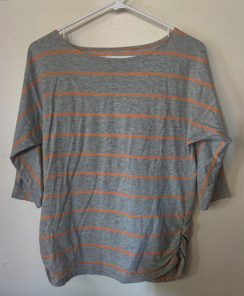 Size 14 1/2 -16 1/2 ARIZONA JEAN CO Gray & Orange Striped Shirt