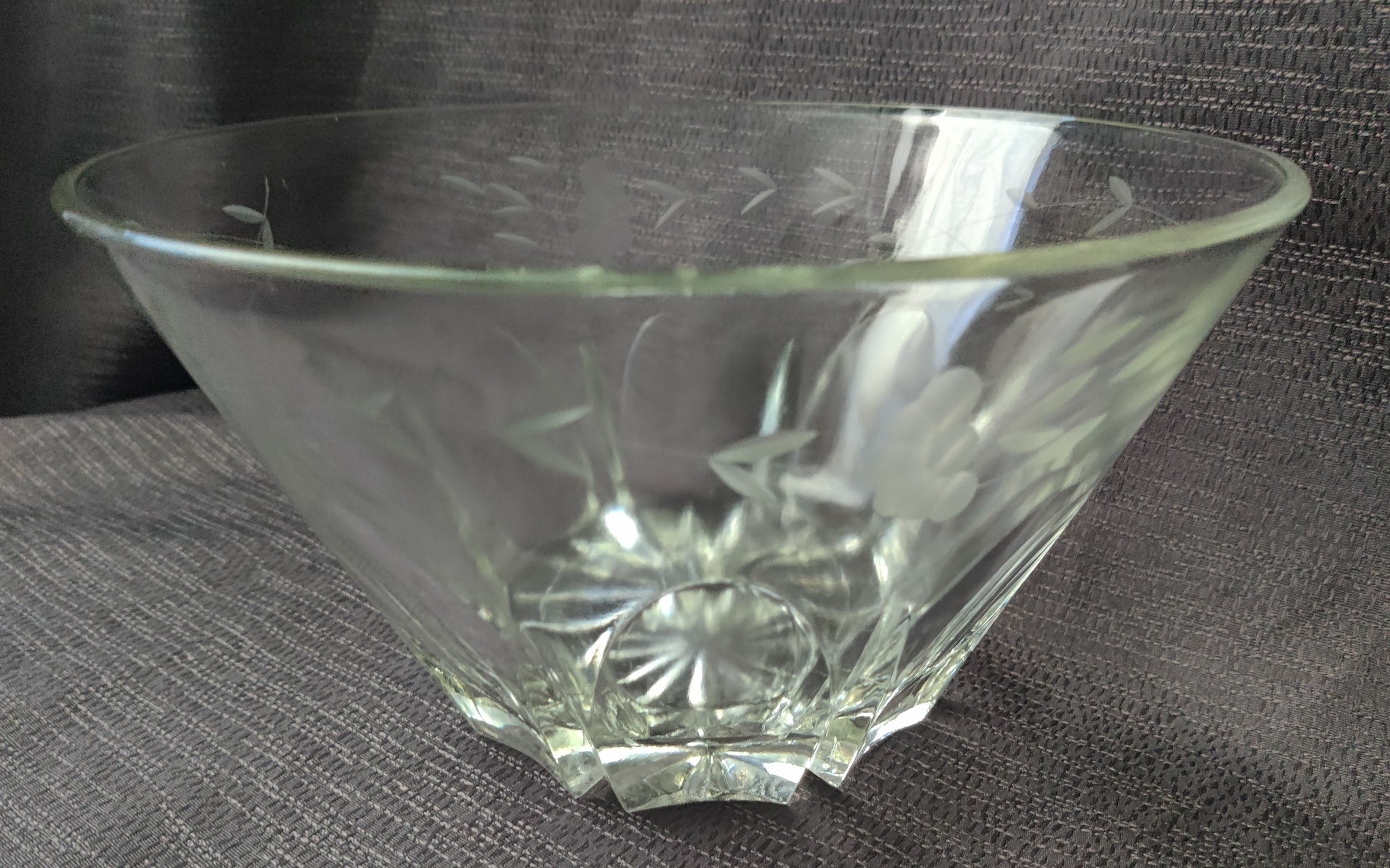 Princess House Heritage Lead Crystal Etched Salad Serving Bowl