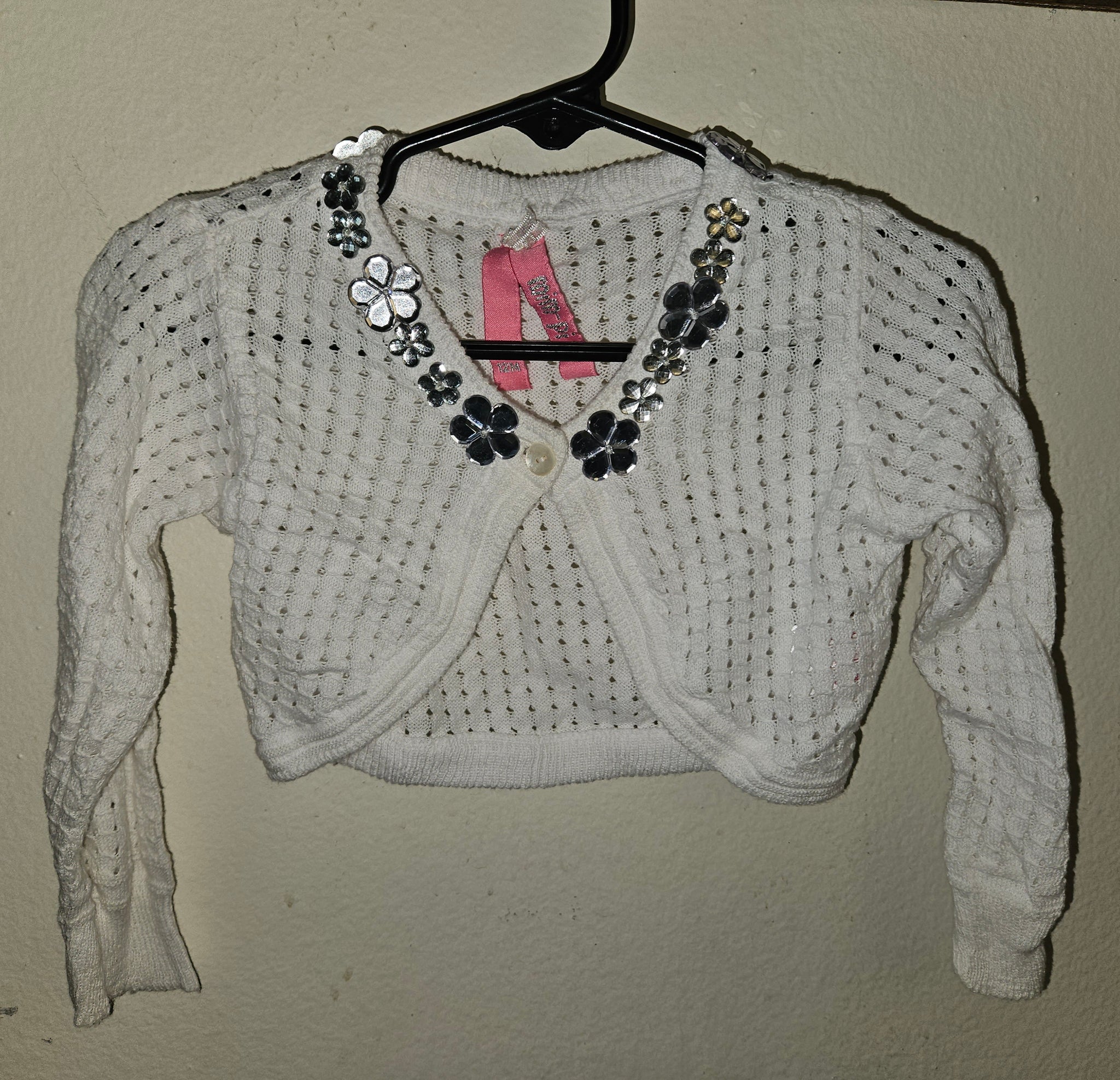 12 Mo Girls MIM-PI White Sweater w/ Floral Gems