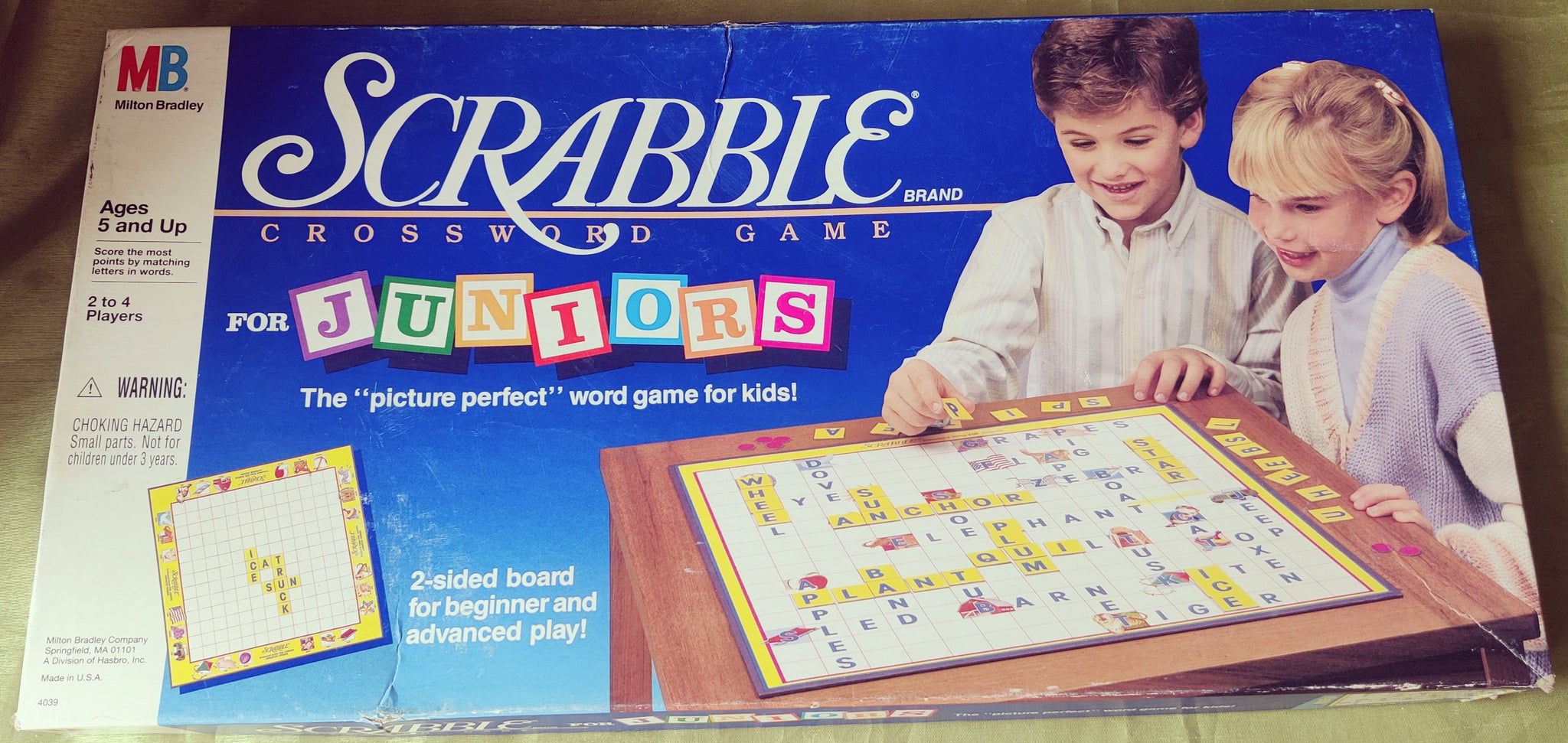 Vintage 1989 SCRABBLE CROSSWORD Game for JUNIORS by Milton Bradley