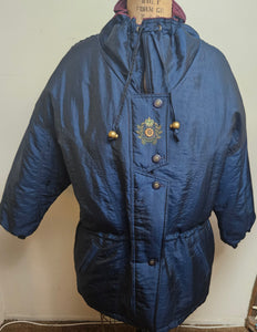 Large Women's INNER VIEW Blue & Burgundy Fully Lined Winter Jacket Coat