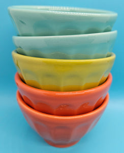 Set of 5 BISCUIT Anthropologie 7 oz Colorful Terra Cotta Latte Bowls