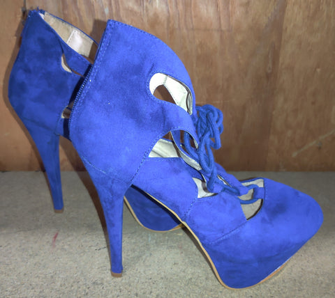 Size 9 CHARLOTTE RUSSE Royal Blue Lace Up 5.5" Stiletto High Heels