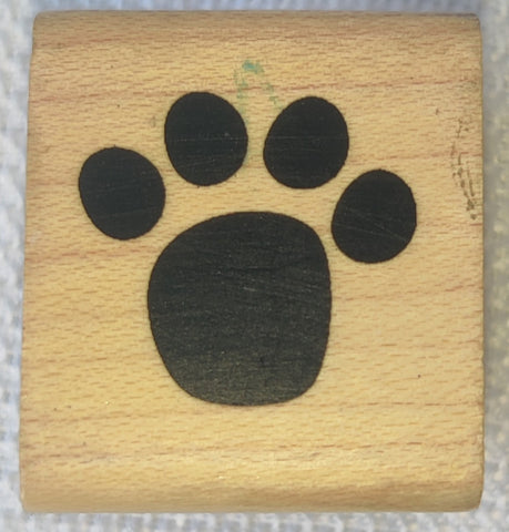 Wooden Paw Print Rubberr Stamp