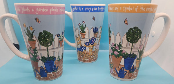 Set of 3 Signature Riviera Van Beers 16 oz Garden Coffee Cup Mugs