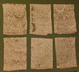 Set of 6 Gold Damask Fabric Dinner Napkins