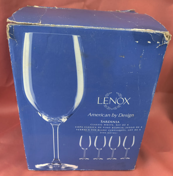 Set of 4 Brand New Lenox Classic White Wine Sardinia Glasses