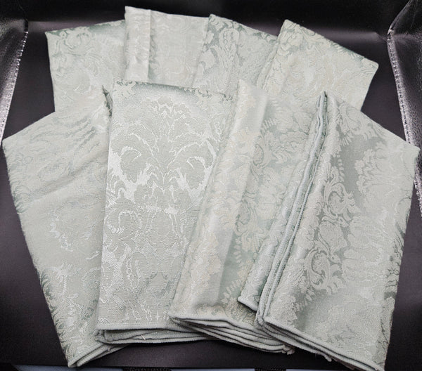 Set of 8 DAMASK 17" x 17" Light Green Table Linen Dinner Napkins