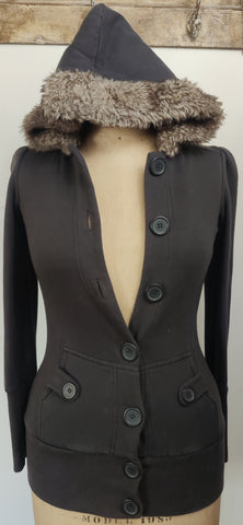 Small Women's FOREVER 21 Gray Hooded Jacket Coat