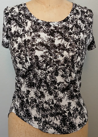 XL SIMPLY VERA Vera Wang Black & White Floral Shirt