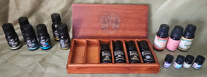 Lot of 17 Essential Oils in Wood Box w/ Reference Book