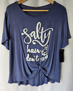 Small Brand New WEST COAST LOVE Blue "Salty Hair Don't Care" Top