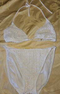 Women's Medium White Crochet Look String Bikini