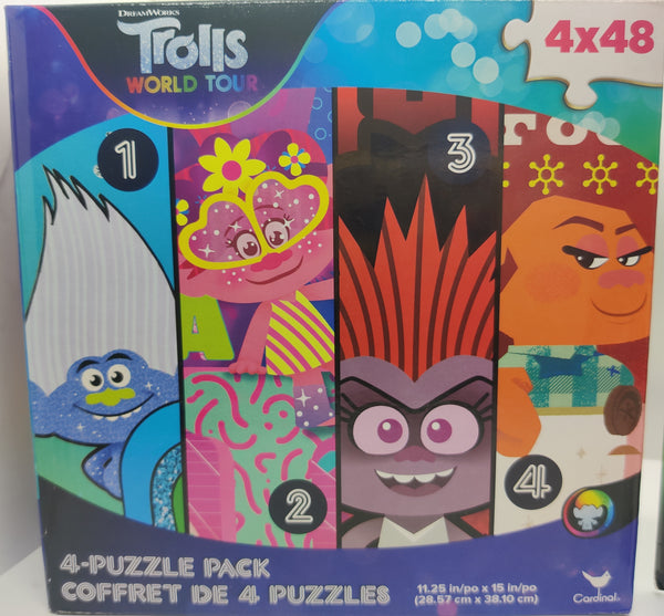 Brand New TROLLS "World Tour" 4 Puzzle Pack