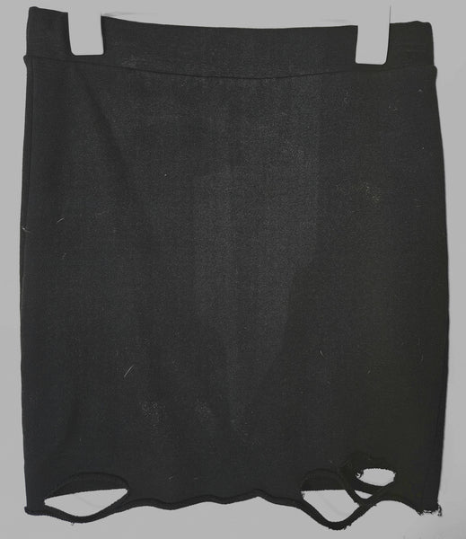 Medium NSF Women's Black Cotton Torn Rip Bottom Mini Skirt