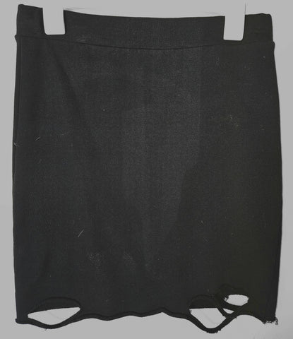 Medium NSF Women's Black Cotton Torn Rip Bottom Mini Skirt