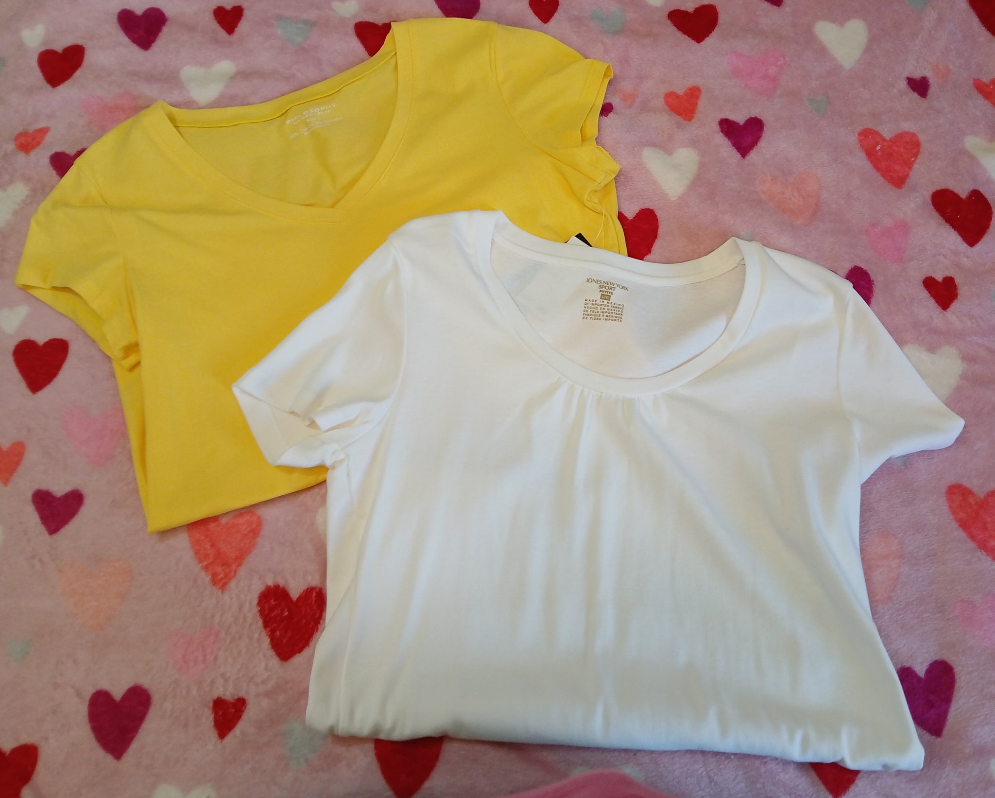 Set of 2 Brand New Large White & Yellow Plain Colored Shirts