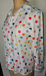 XLUnbranded White Polka Dot Button Front Blouse