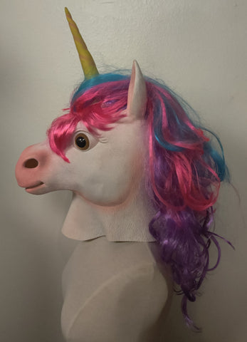 Adult Unicorn Mask w/ Multi-color Hair