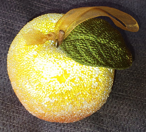 Yellow & Orange Vintage Sugar Beaded Apple Ornament