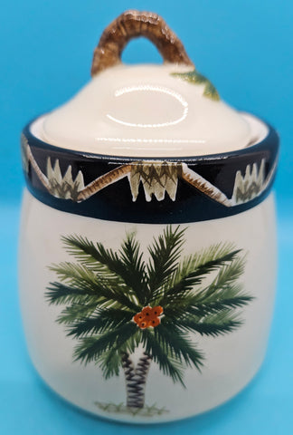 Vintage 1990's Ceramic 14 oz Palm Tree Sugar Container