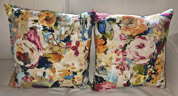 Set of 2 Thomasville at Home Martella Floral 17x17 Feather Throw Pillows