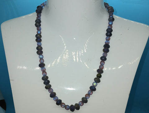 19" Handmade Blue & Purple Beaded Necklace