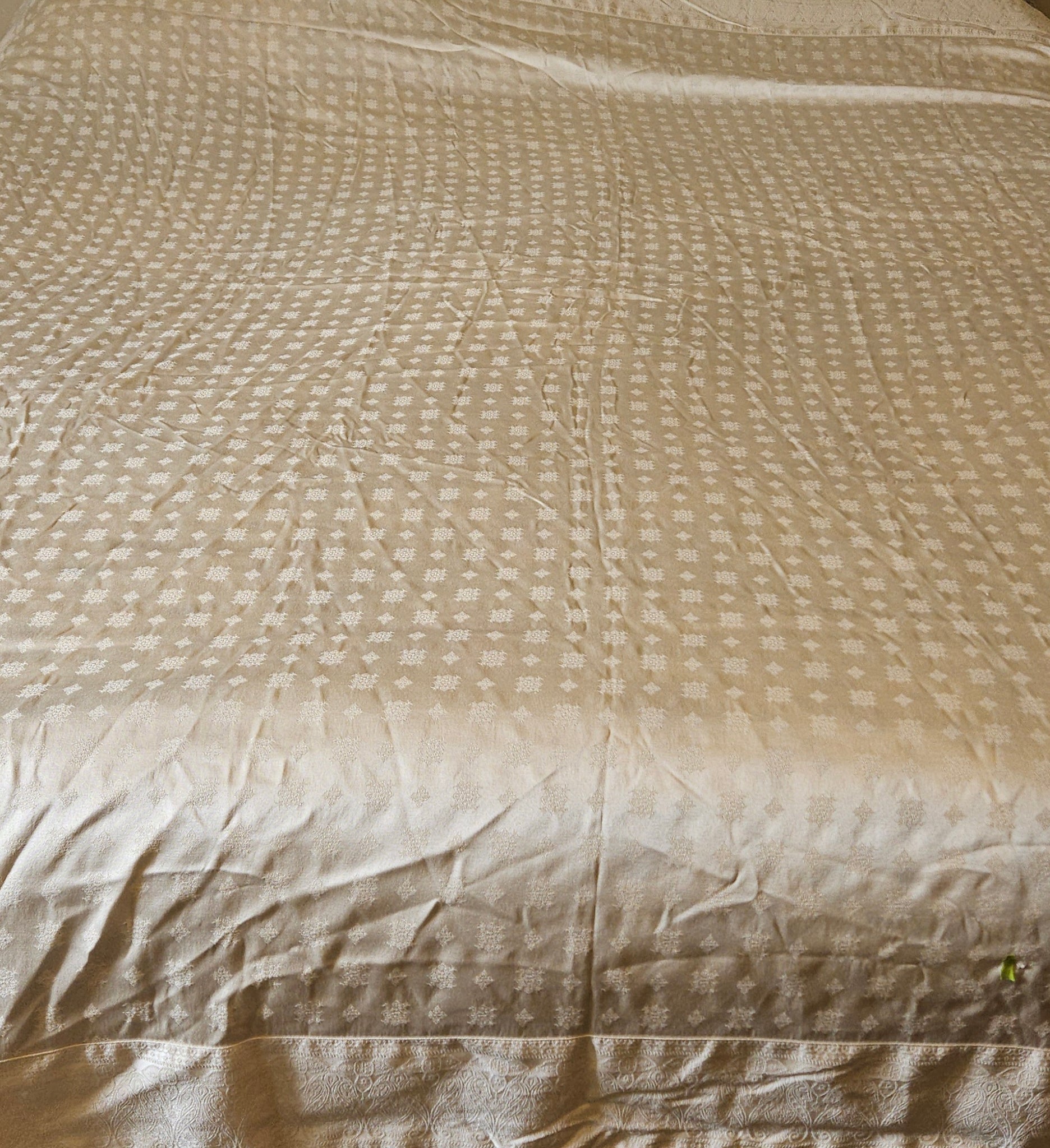 Tan Shimmery 84" x 84" Patterned Tablecloth