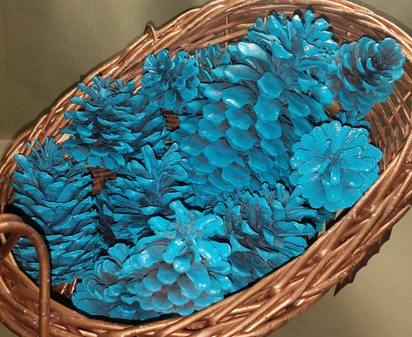 Seafoam Blue 18 Count Christmas Holiday Pine Cones