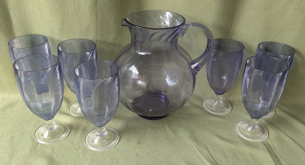 7-Pc Blue Heavy Plastic Drink Set (Glasses & Pitcher)