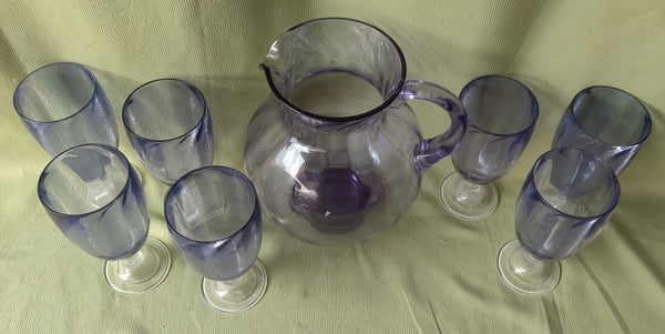 7-Pc Blue Heavy Plastic Drink Set (Glasses & Pitcher)