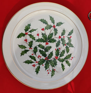 LENOX 24K Gold holiday Holly Berry Plate Serving Platter