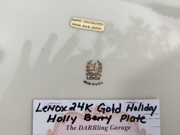 LENOX 24K Gold holiday Holly Berry Plate Serving Platter
