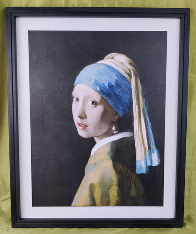 Large Framed Girl w/ Pearl Earring by Johannes Vermeer Home Decor Picture