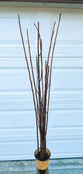 46" Brown Glass Cylinder Floor Vase w/ Rattan
