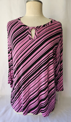 XL Brand New CROFT & BARROW Petite Purple & Black Striped Blouse