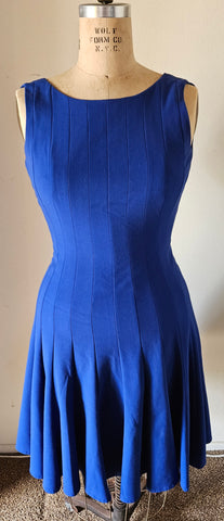 Size 4 CALVIN KLEIN Royal Blue Pleated Bodycon Dress