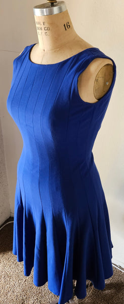 Size 4 CALVIN KLEIN Royal Blue Pleated Bodycon Dress