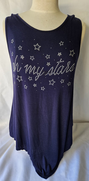 Medium Brand New SJS Blue "Oh My Stars" Casual Patriotic Top