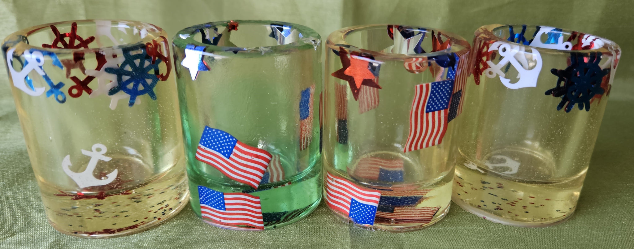 Set of 4 ~ Patriotic Epoxy Shot Glass Set