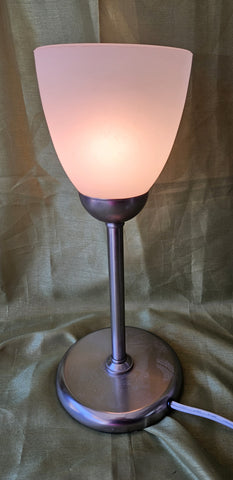 Small Silver Lamp with Frosted Glass Shade