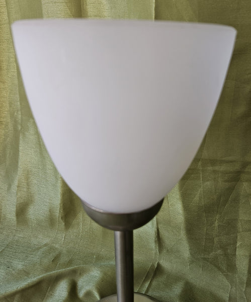 Small Silver Lamp with Frosted Glass Shade