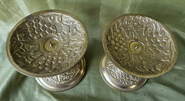 Set of 2 Gold Plated Heavy Candle Holders (READ DETAILS)