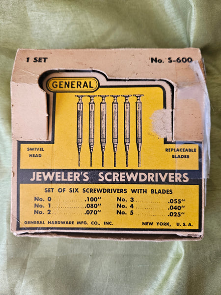6-Pc Set of GENERAL Jeweler's Screwdrivers S-600