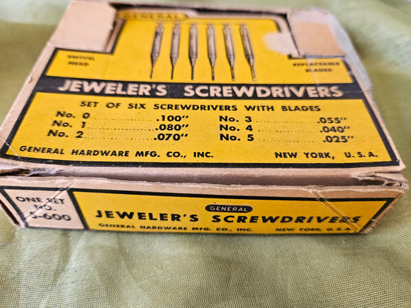 6-Pc Set of GENERAL Jeweler's Screwdrivers S-600