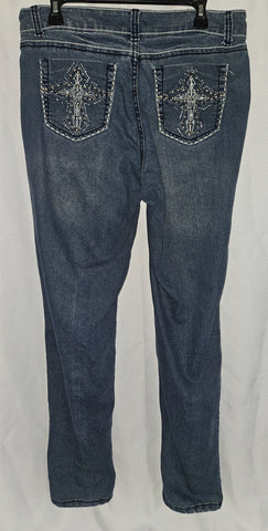 Size 12 FOREVER 21 Bedazzled Crosses Blue Jeans