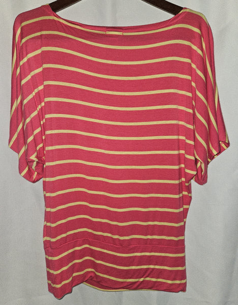 Small ZENANA OUTFITERS Pink & Yellow Striped Top